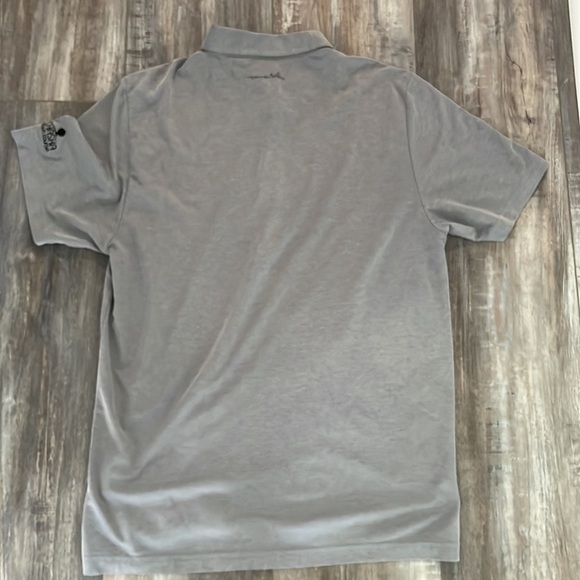 TRAVIS MATHEW Grey White Striped Golf Polo Mens Short Sleeve Shirt - Picture 5 of 7